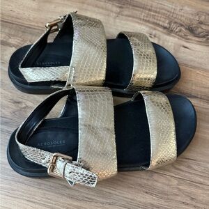 AEROSOLES Metallic Gold Sandals Leggenda size 8